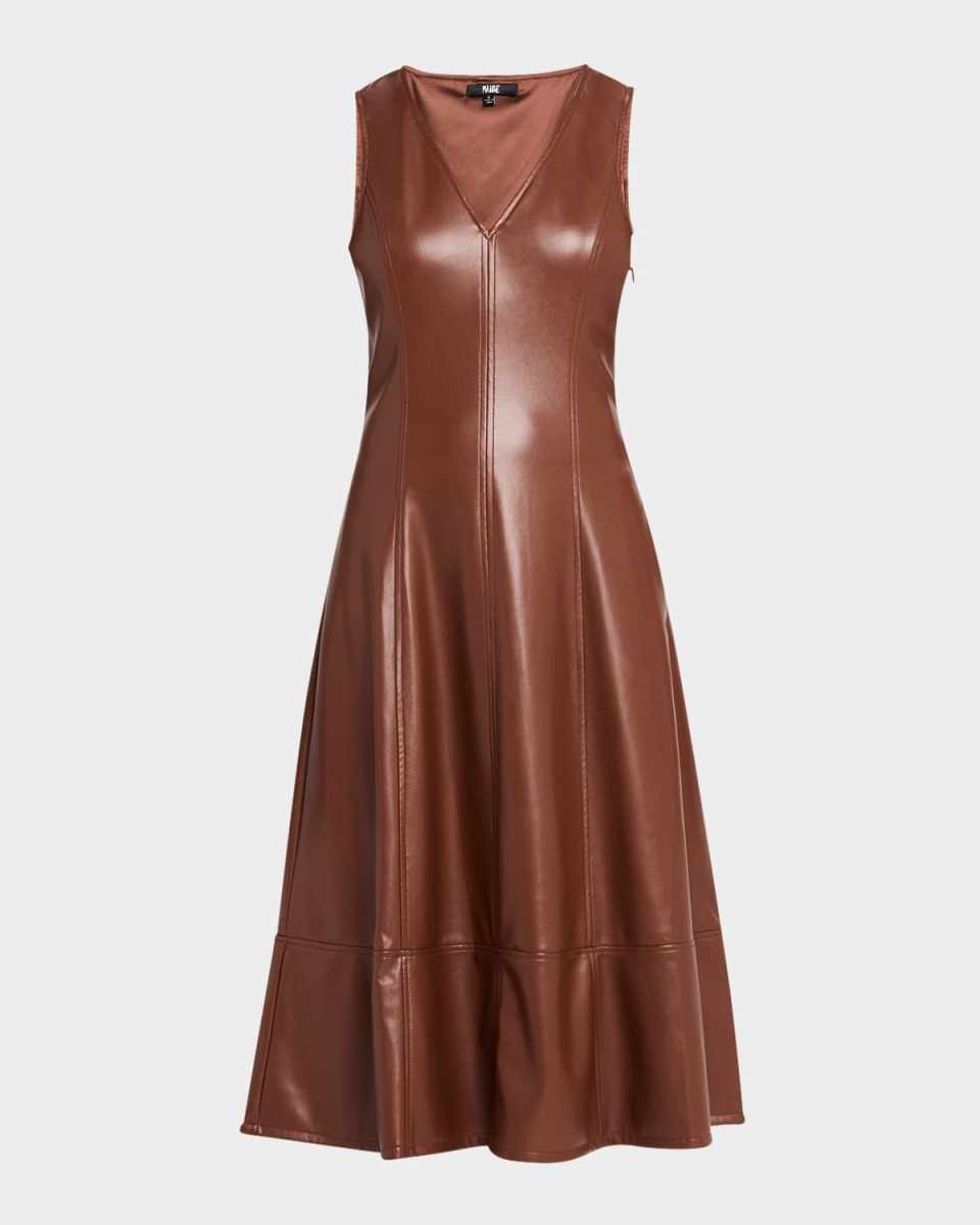 Fiorella Sleeveless Faux Leather Midi Dress